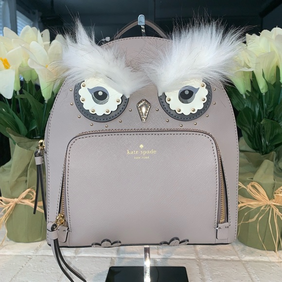 kate spade Handbags - NWT Kate Spade Owl Tomo Gray Backpack